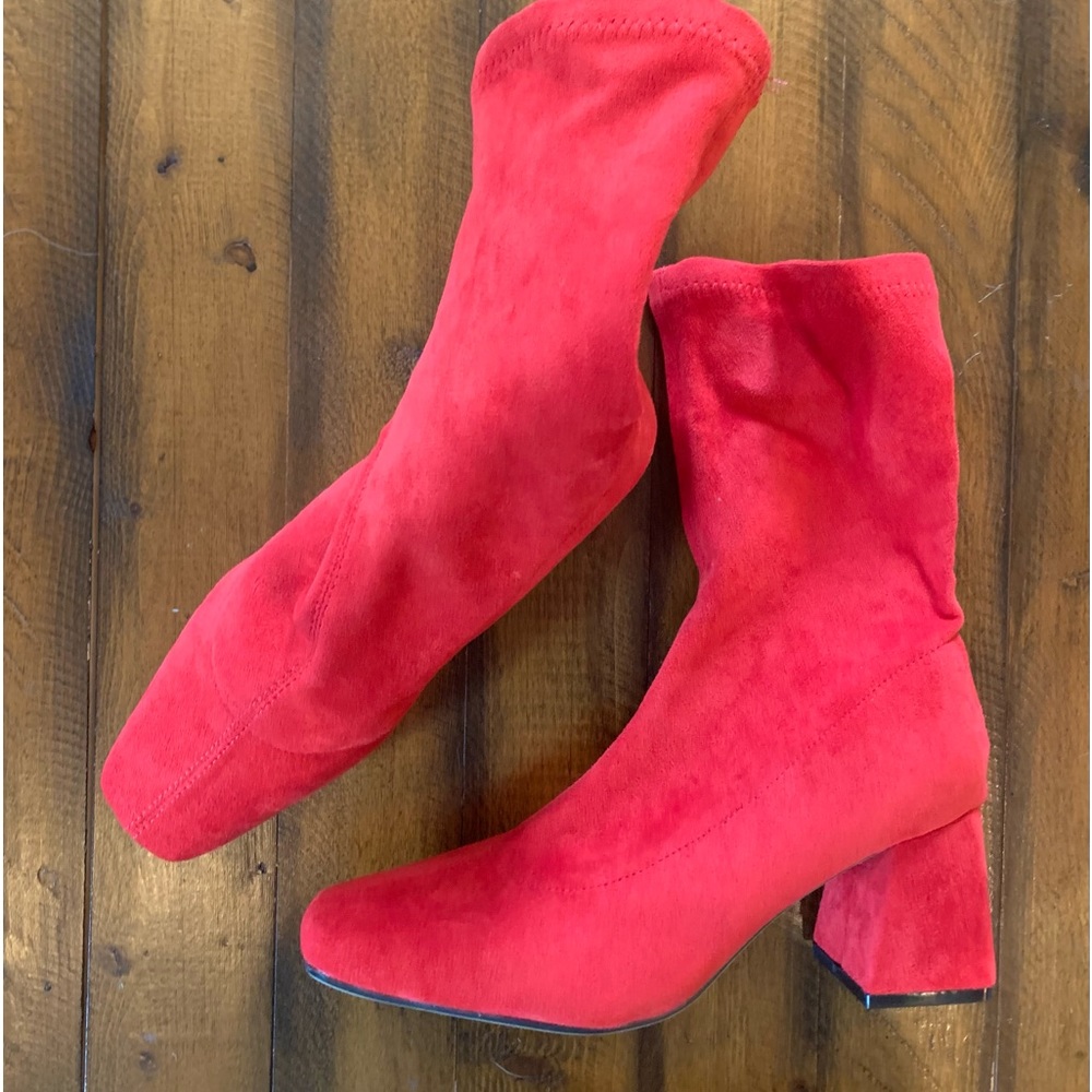New! Red, slip on bootie